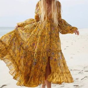 Free People Cassis Printed Chiffon Dress Brand New
